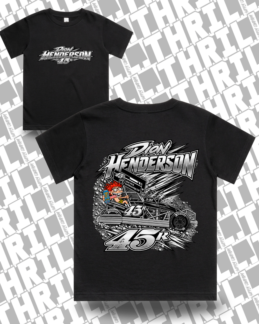 45r DHM Black Kids Classic Tee 3060 Front & Back