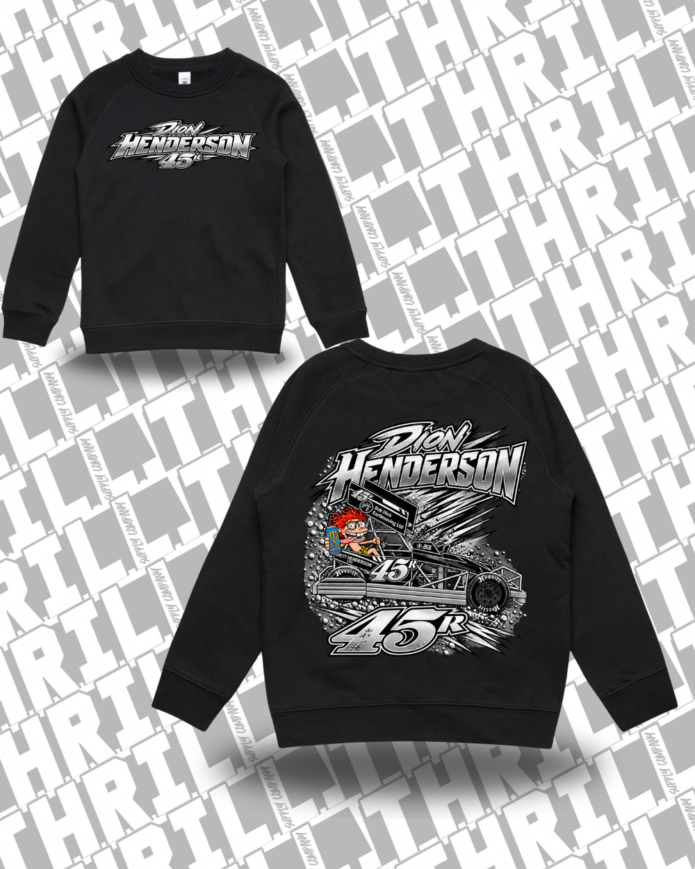 45r DHM Black Kids Supply Crew 3030 Front & Back