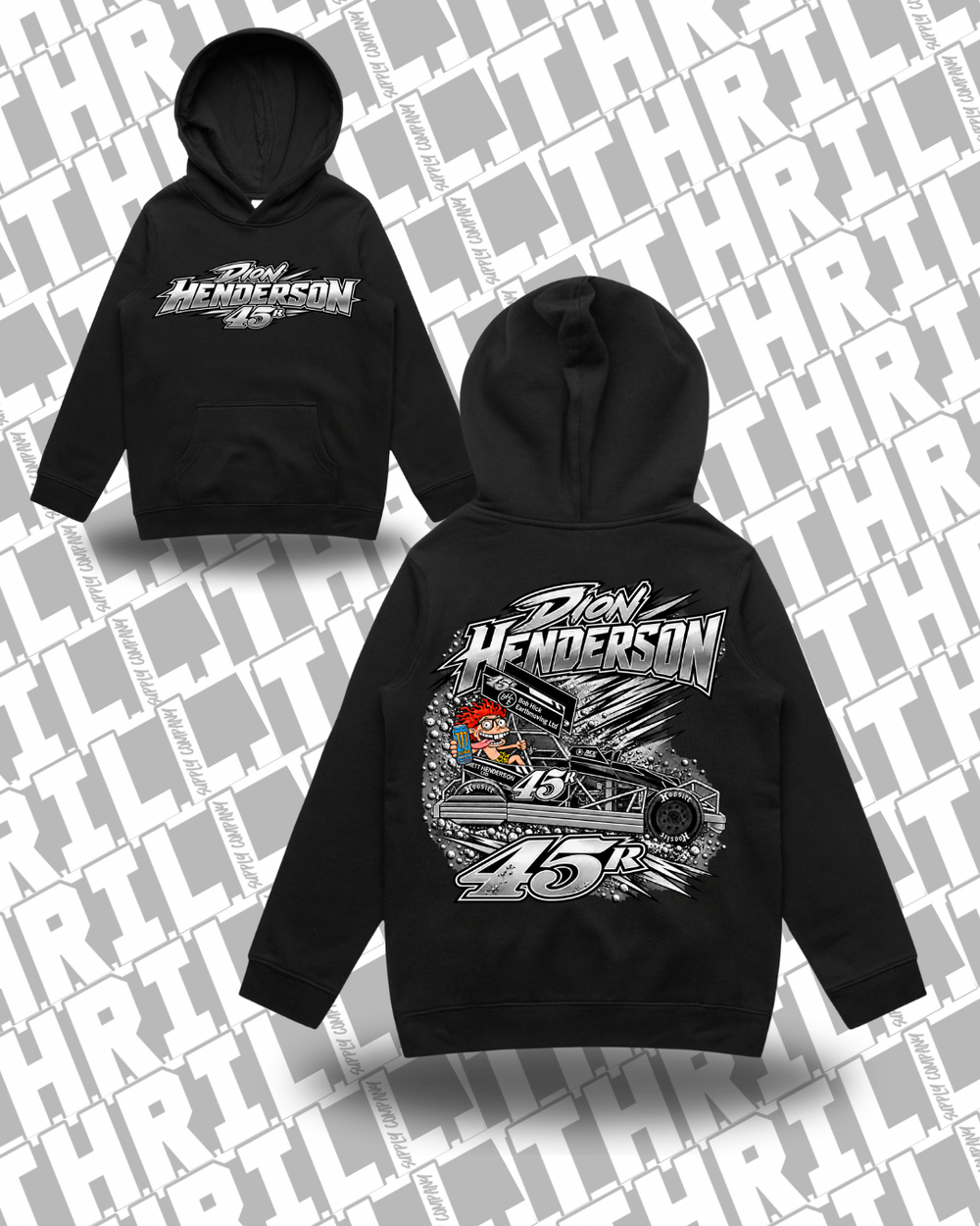 45r DHM Black Kids Supply Hood 3032 Front & Back