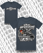 45r DHM Petrol Blue Staple Tee 5001 Front & Back
